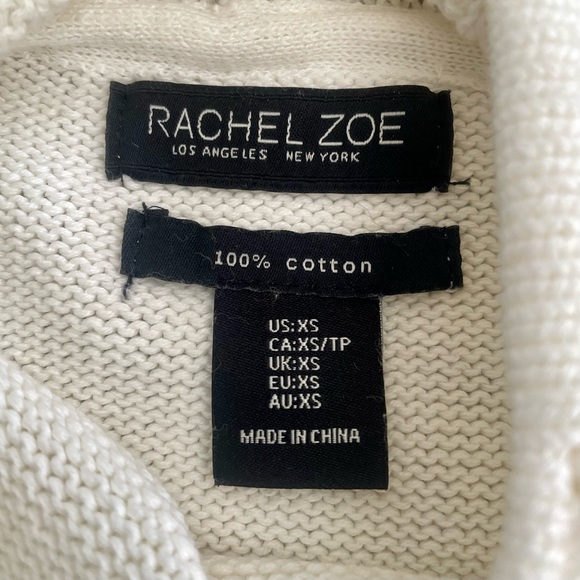 Rachel Zoe Ivory White Hooded Waffle Knit Sweater Women’s Size XS - Picture 2 of 4